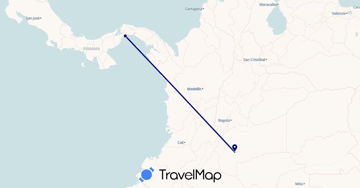 TravelMap itinerary: driving in Colombia, Panama (North America, South America)